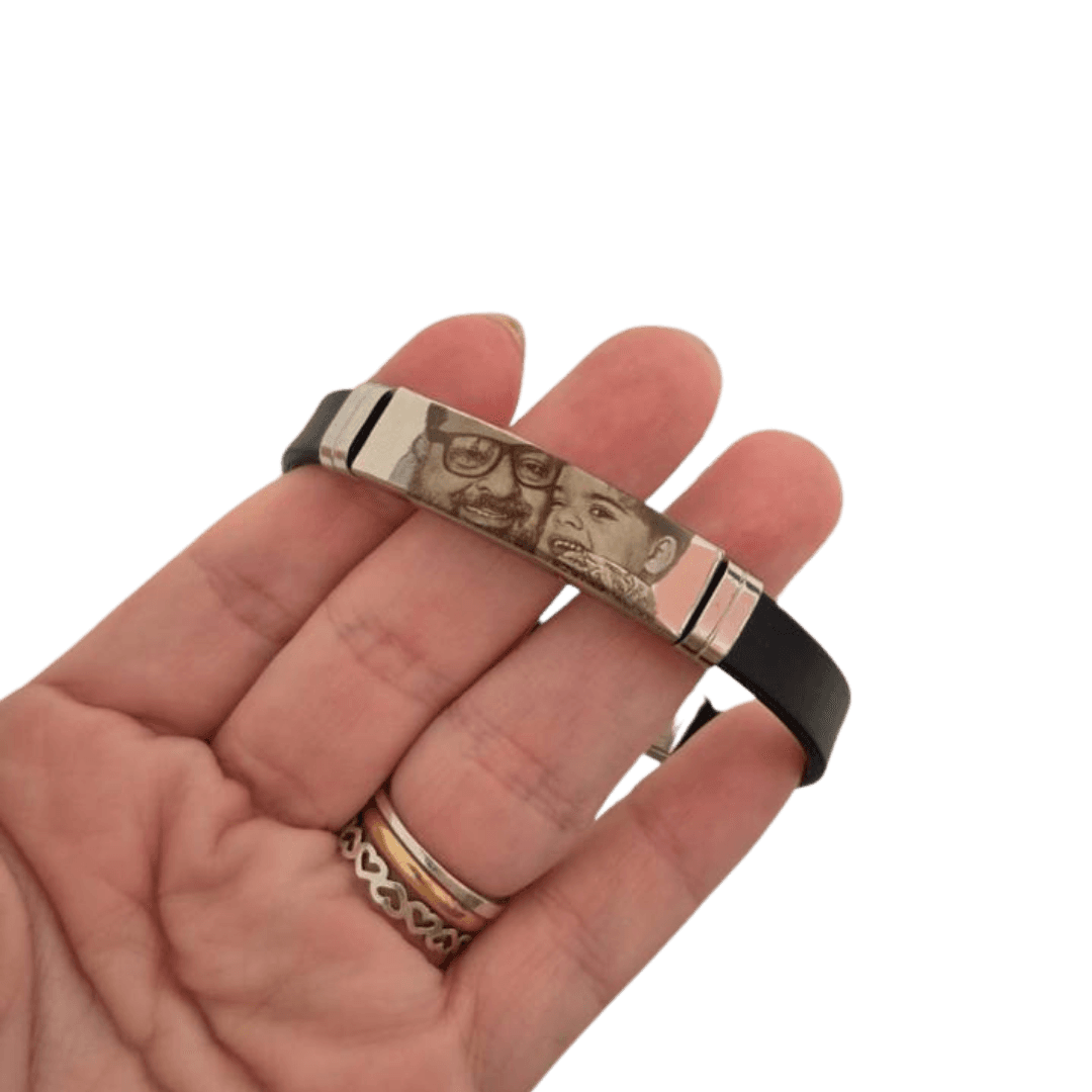 Pulseira Bracelete Masculino Silicone Placa Aco Inox