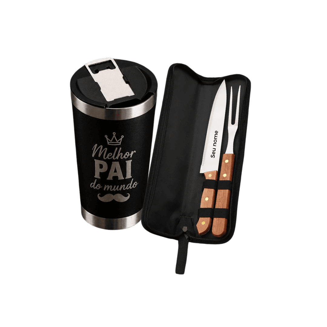Kit Churrasco + Copo Térmico Personalizado